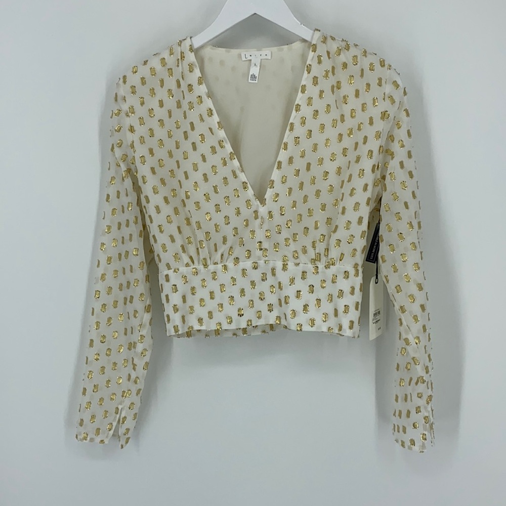 Leith V-neck Long Sleeve Embellished Blouse NWT